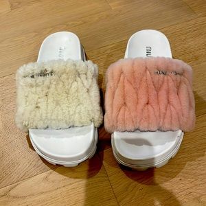 Miu Miu shearling maltelasse slides 🎀